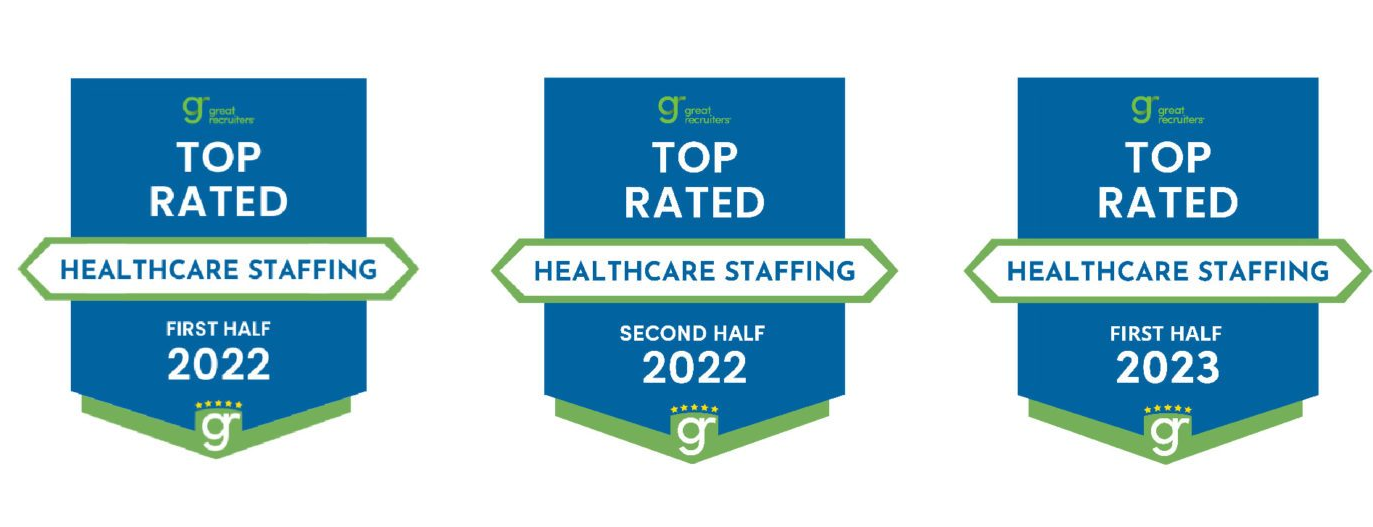 Great Recruiters top rated Healthcare Staffing Company award first half 2022 award image